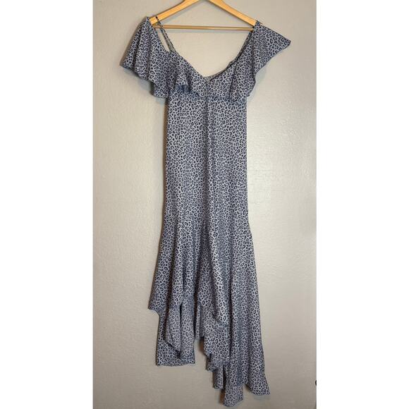 Ces Femme Asymmetrical Hem Purple Gray Dress Womens Medium Animal Print Cheetah - Picture 2 of 8